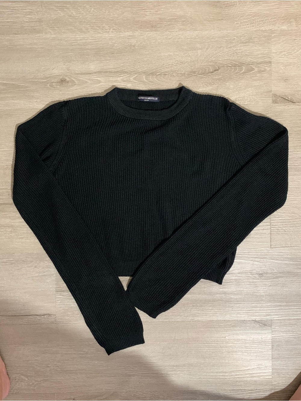 Brandy Melville Black Ribbed Crewneck Sweater